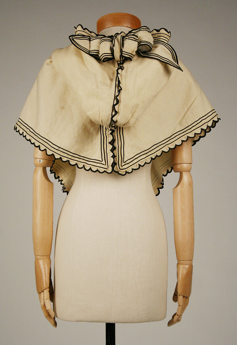 Hood, wool, silk, cotton, British
