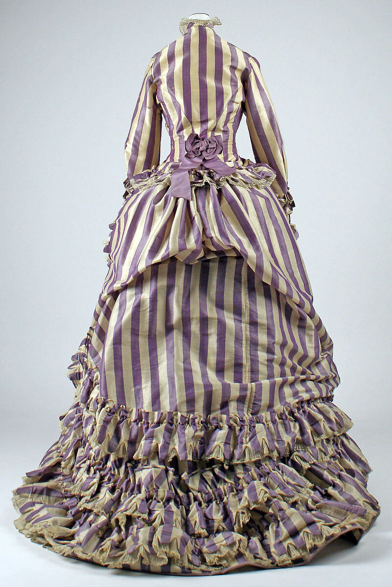 Visiting dress, silk, wool, cotton, French