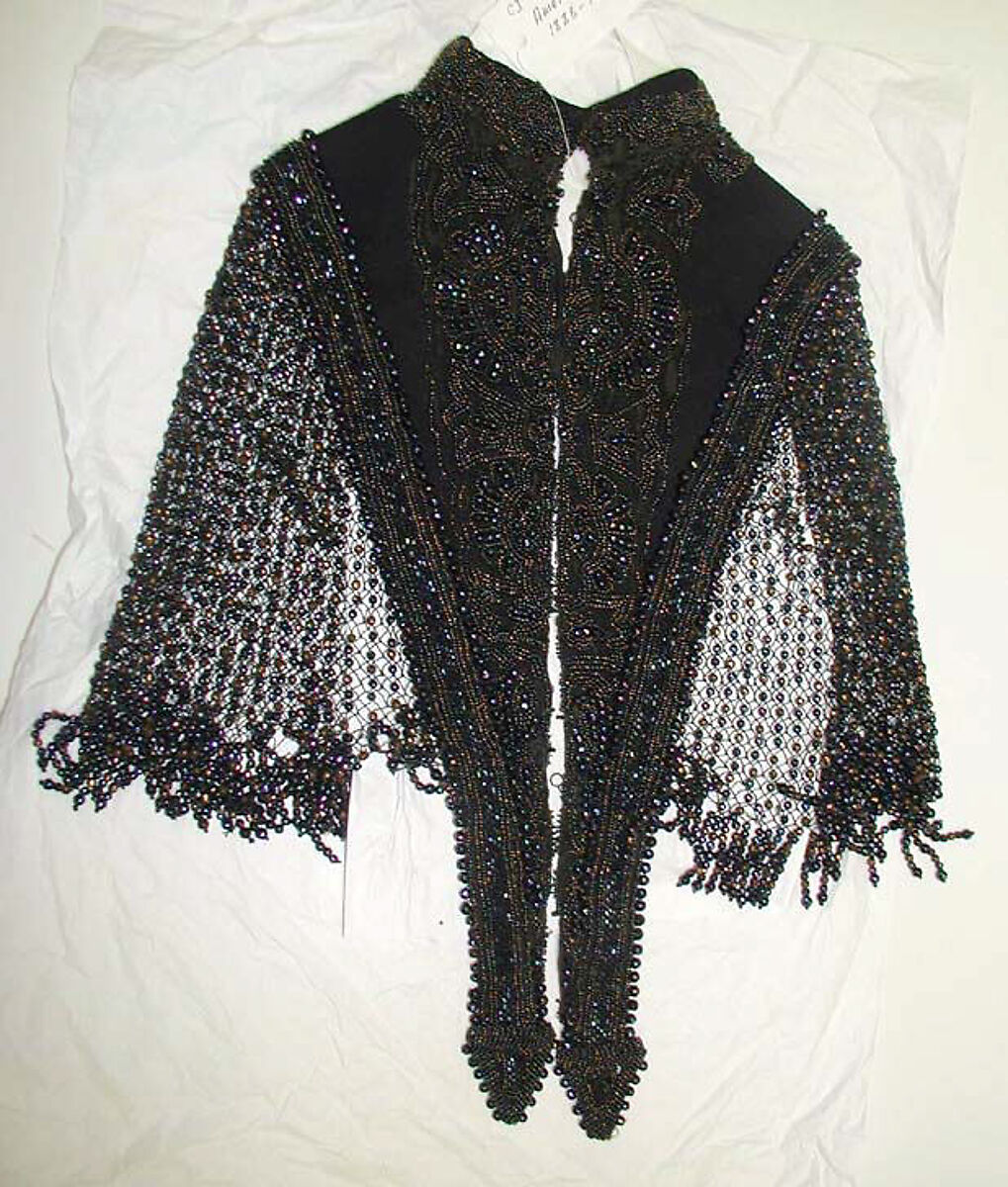 Cape, silk, wood, glass, American