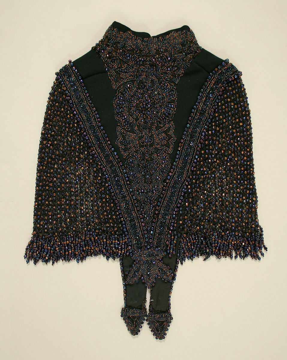 Cape, silk, wood, glass, American