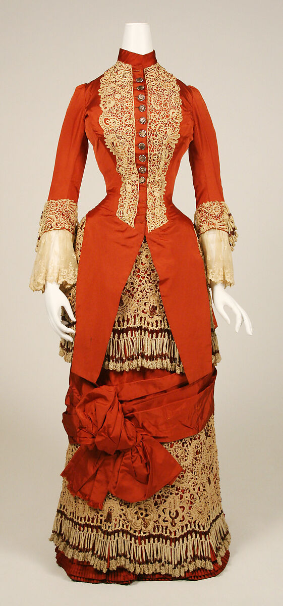 Dress, silk, cotton, glass, American 