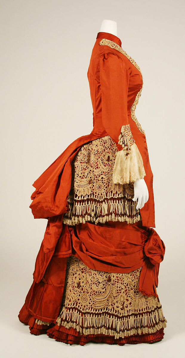 Dress, silk, cotton, glass, American