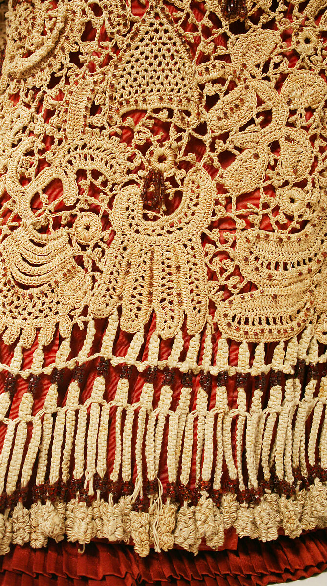 Dress, silk, cotton, glass, American