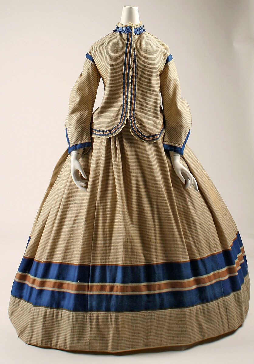 Ensemble, wool, cotton, silk, wood, British