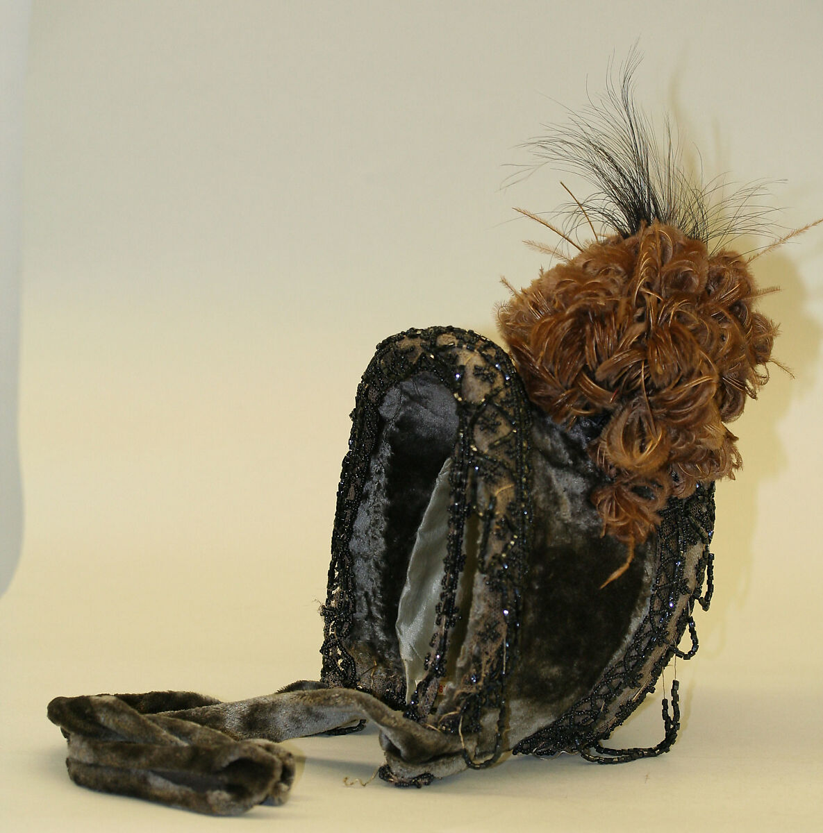 Ensemble, (a–c) Josephine H. Egan, (a,b,c) silk
(d) feathers, American