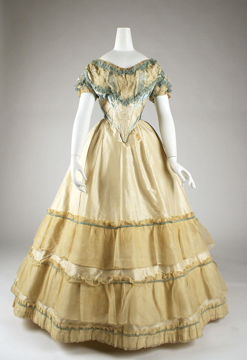 Evening dress, silk, American or European 