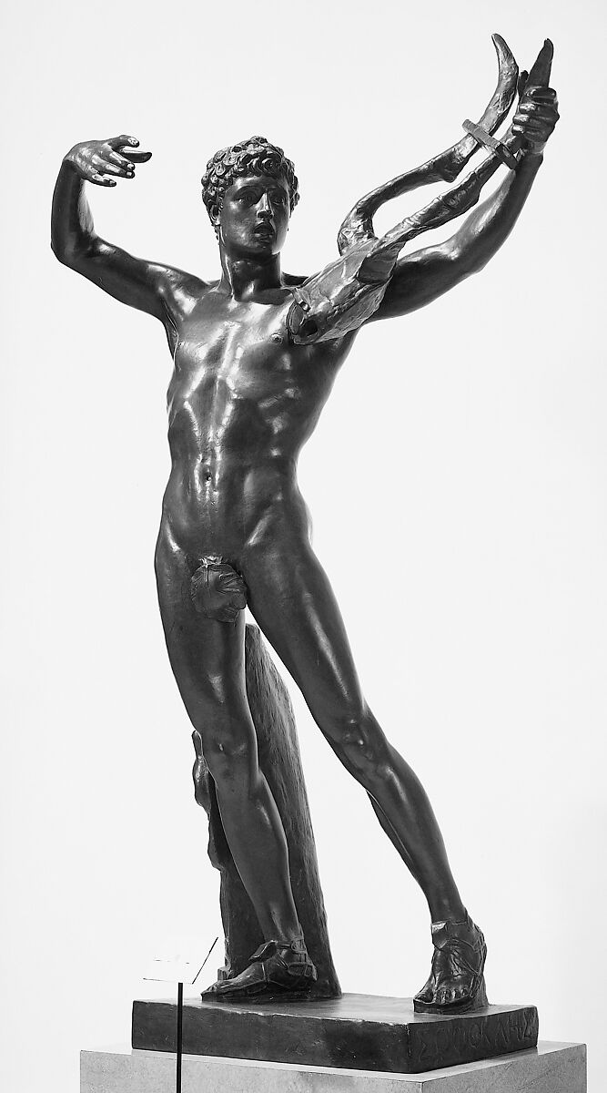 The Young Sophocles Leading the Chorus of Victory after the Battle of Salamis, John Talbott Donoghue (1854–1903), Bronze, American 