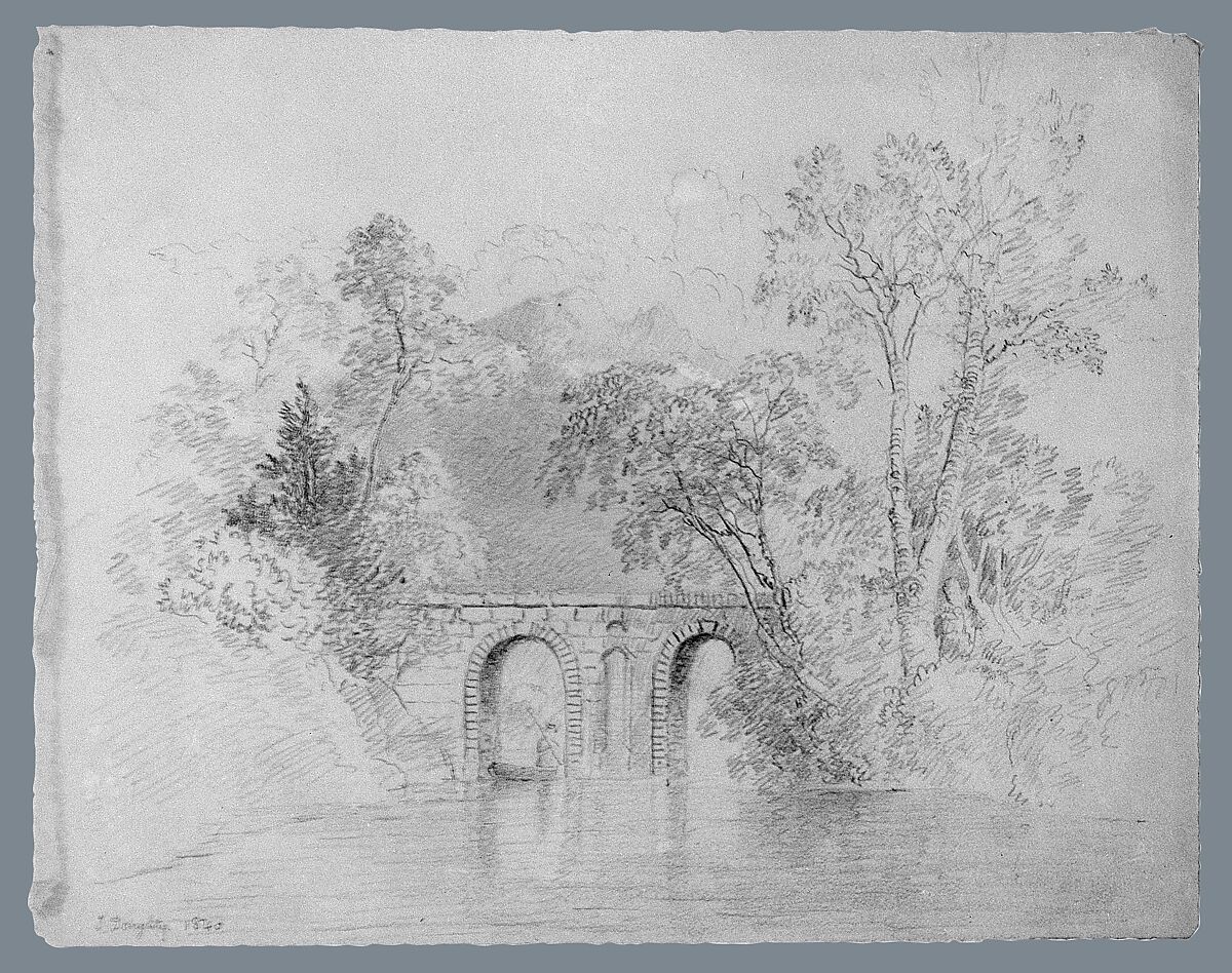 River Scene (from McGuire Scrapbook), Thomas Doughty (American, Philadelphia, Pennsylvania 1793–1856 New York), Graphite on off-white wove paper, American 