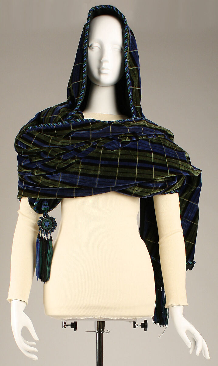 Hood, silk, American