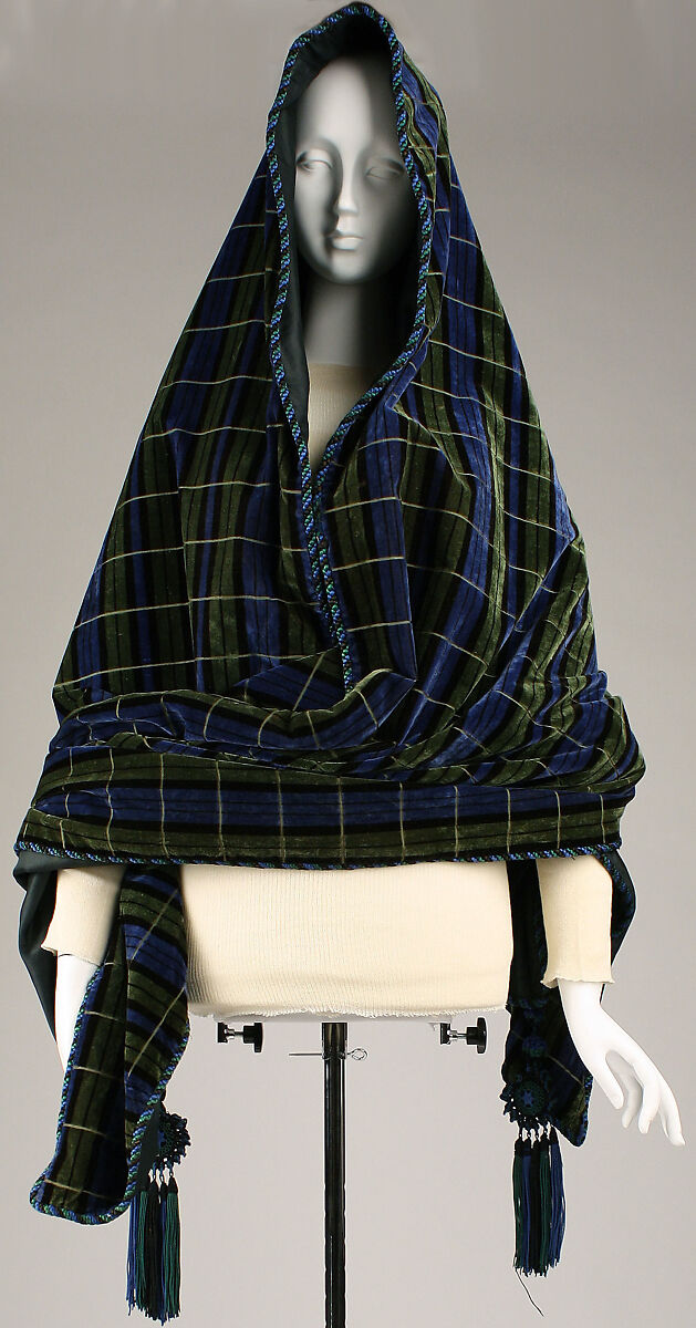 Hood, silk, American