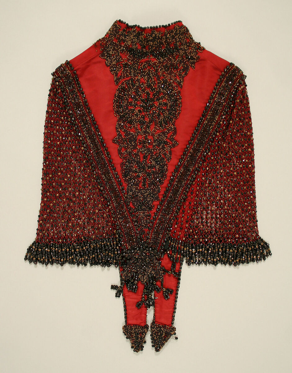 Cape, silk, glass, metallic, probably American