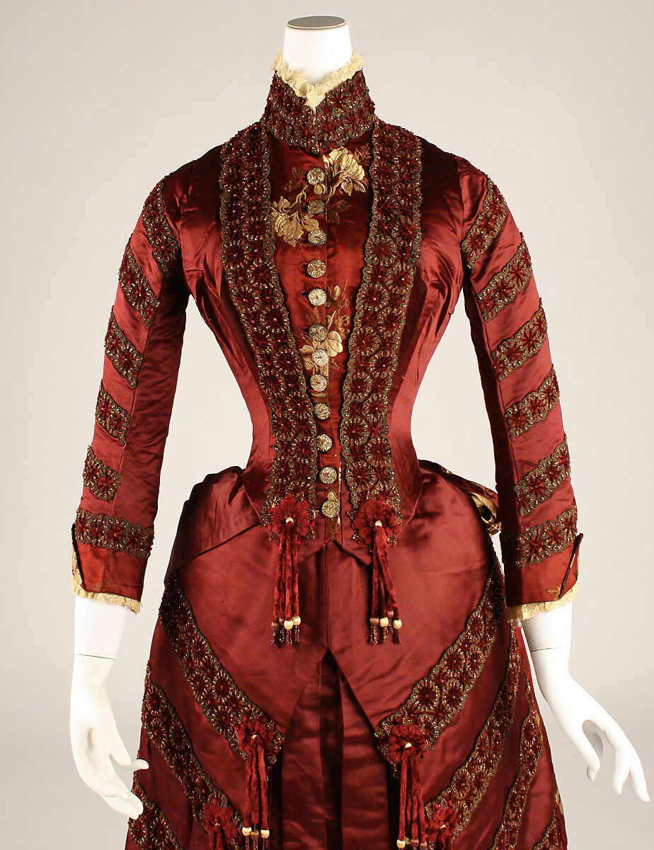 Ensemble, silk, glass beads, French