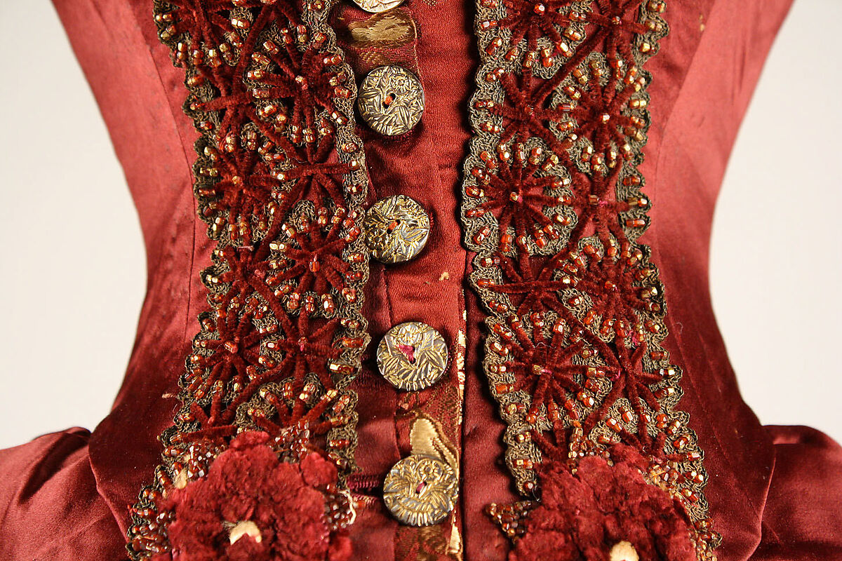 Ensemble, silk, glass beads, French