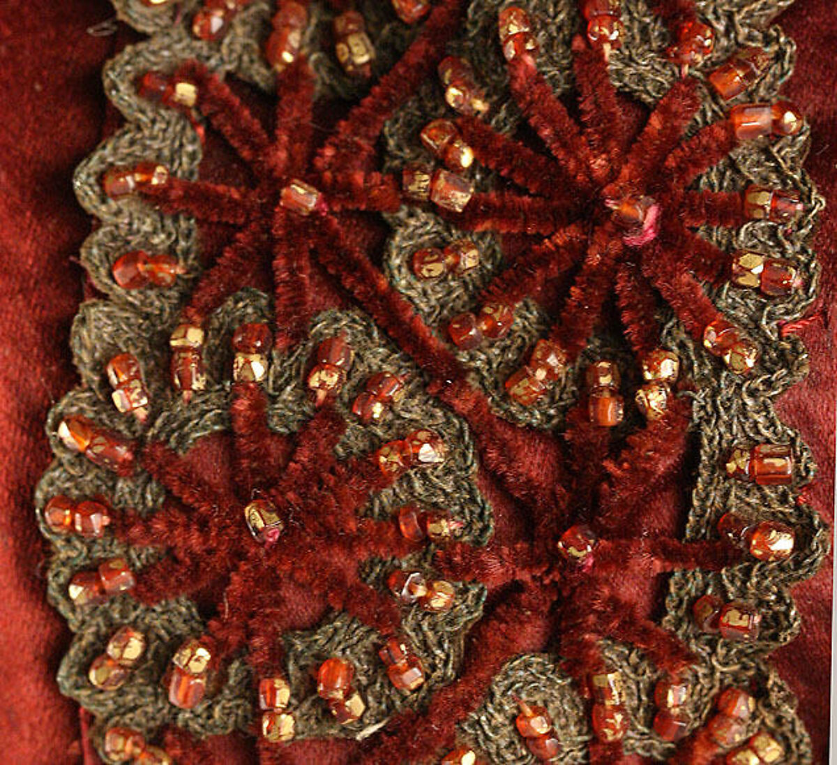 Ensemble, silk, glass beads, French