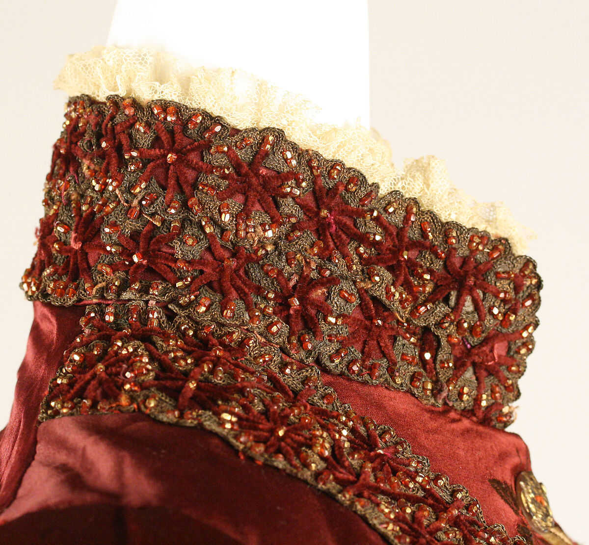 Ensemble, silk, glass beads, French