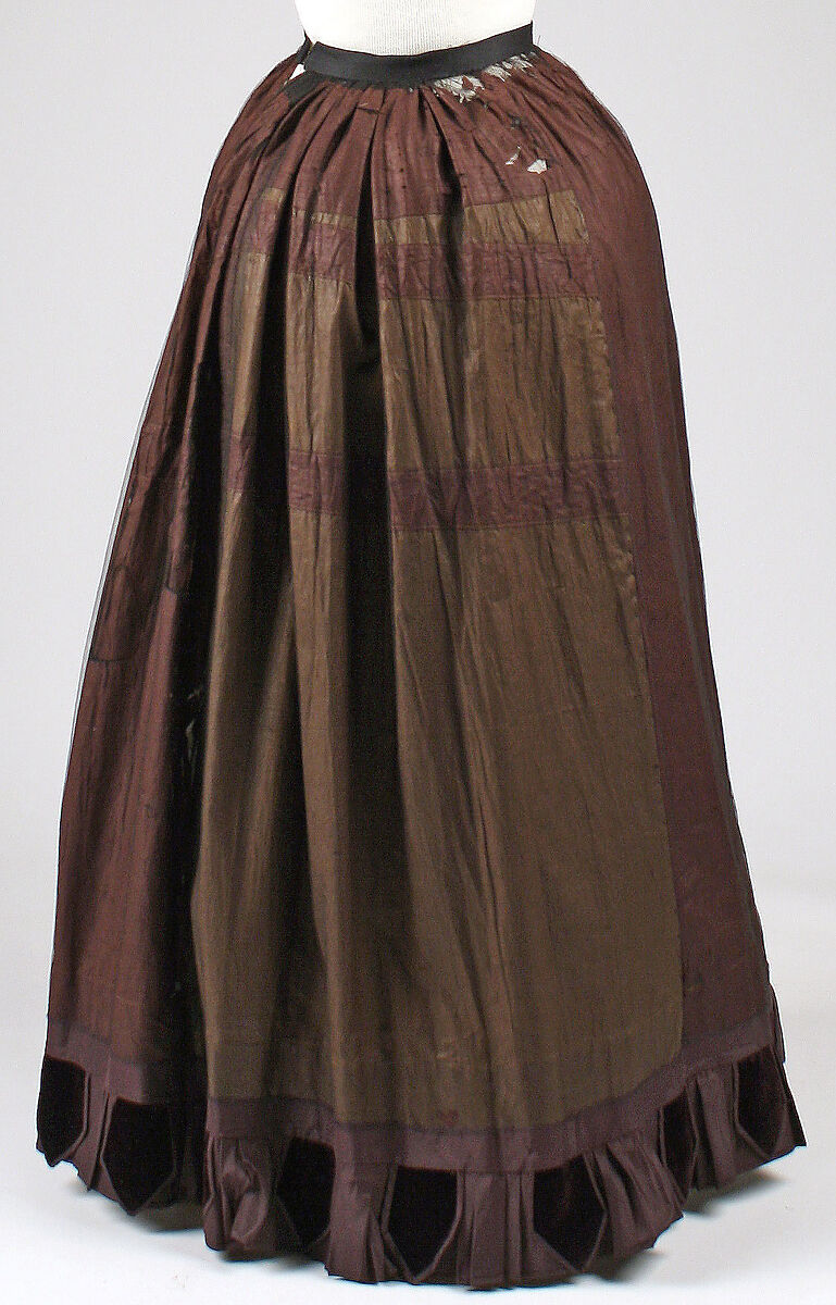 Walking dress, silk, cotton, American