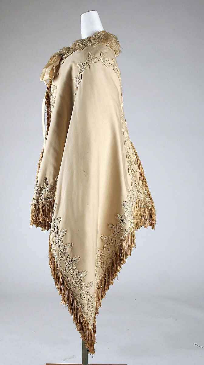 Wedding cape, wool, silk, probably French