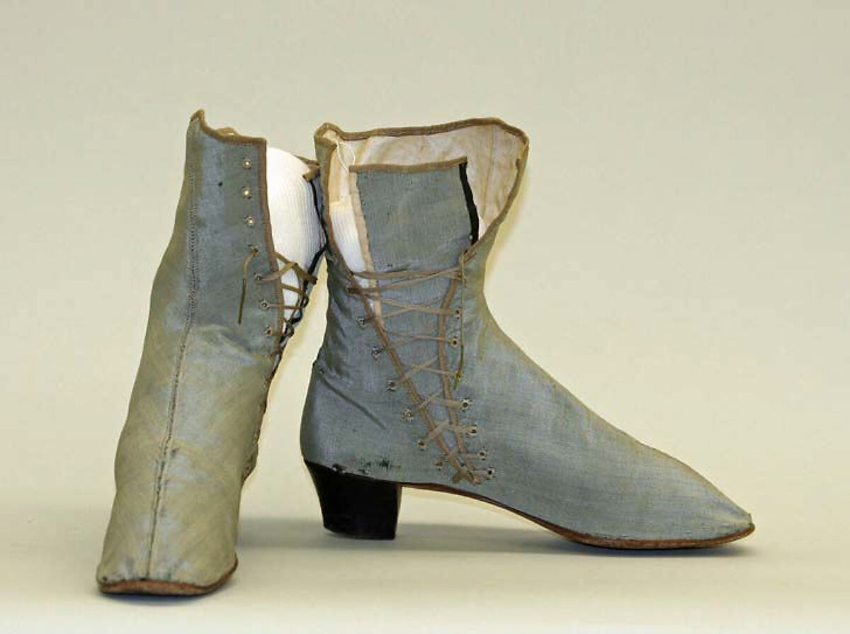 Wedding ensemble, (a–c) silk/wool
(d, e) silk, linen, leather, American