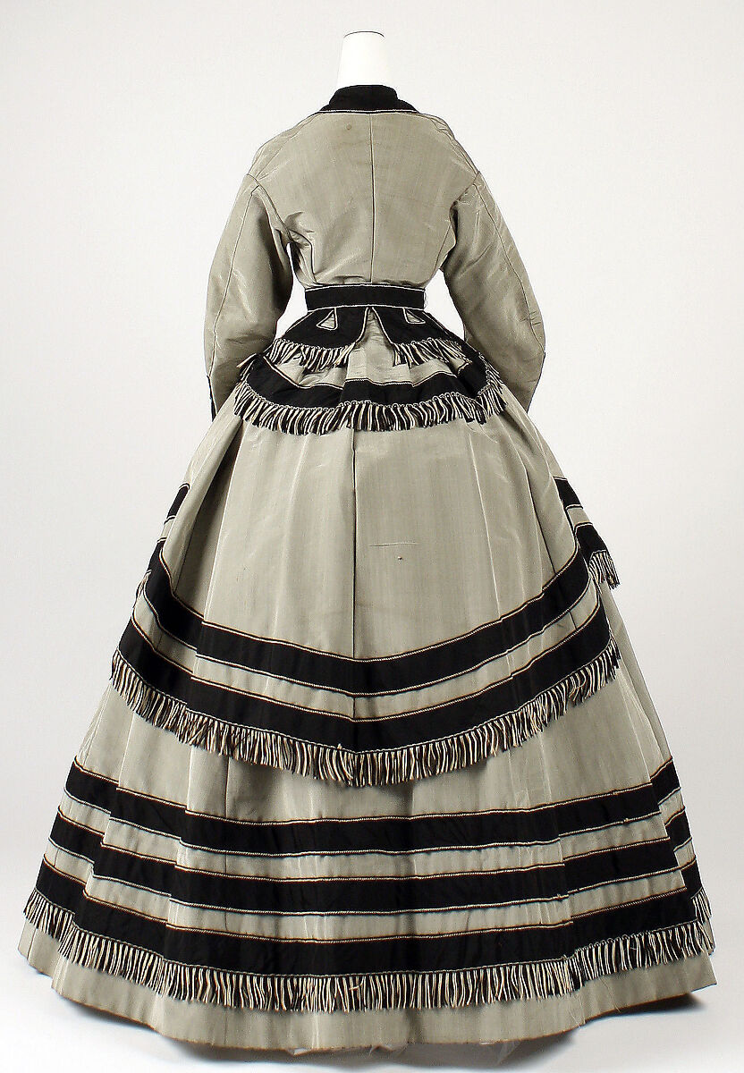 Wedding ensemble, (a–c) silk/wool
(d, e) silk, linen, leather, American