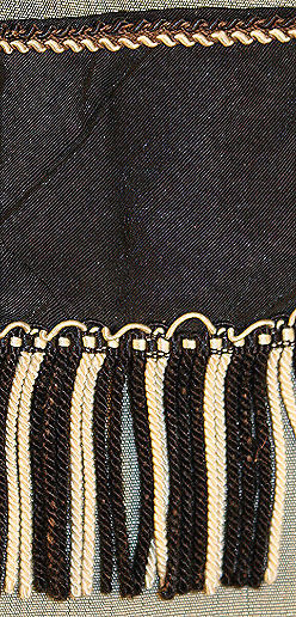 Wedding ensemble, (a–c) silk/wool
(d, e) silk, linen, leather, American