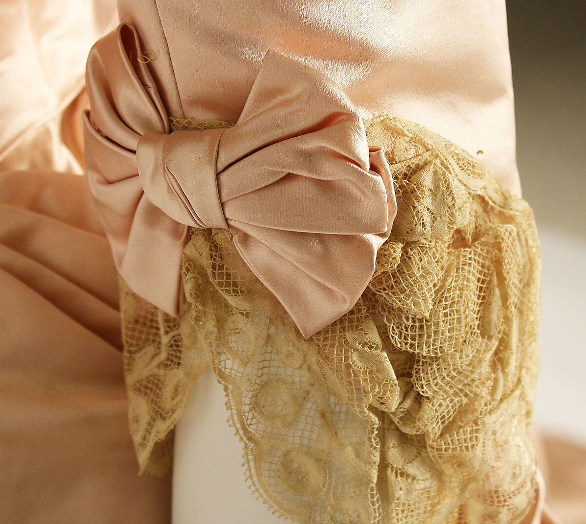 Evening ensemble, (a, b, c) silk, cotton; (d, e) silk, leather, British