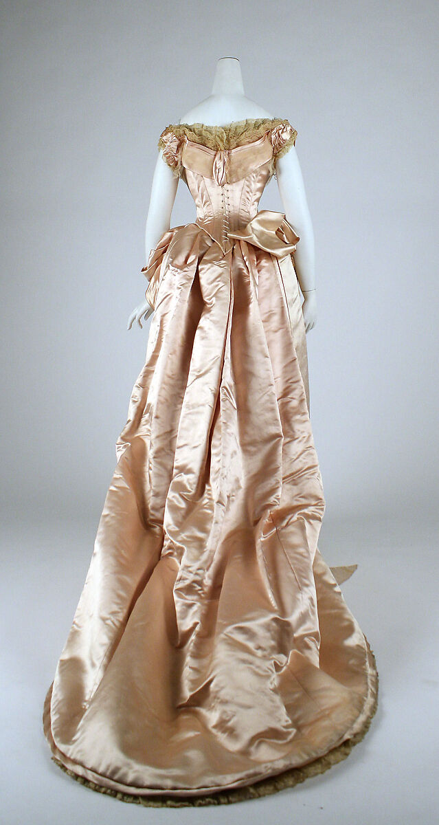 Evening ensemble, (a, b, c) silk, cotton; (d, e) silk, leather, British