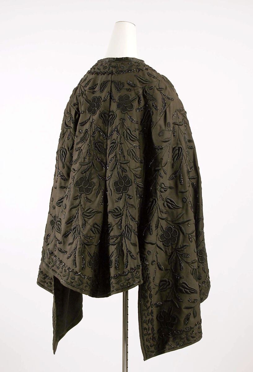Dolman, wool, silk, glass, American