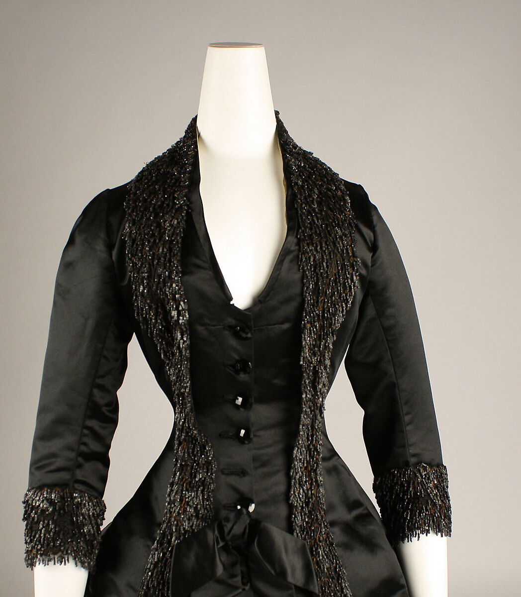 Dinner dress, Maison Pingat (French), silk, jet, French