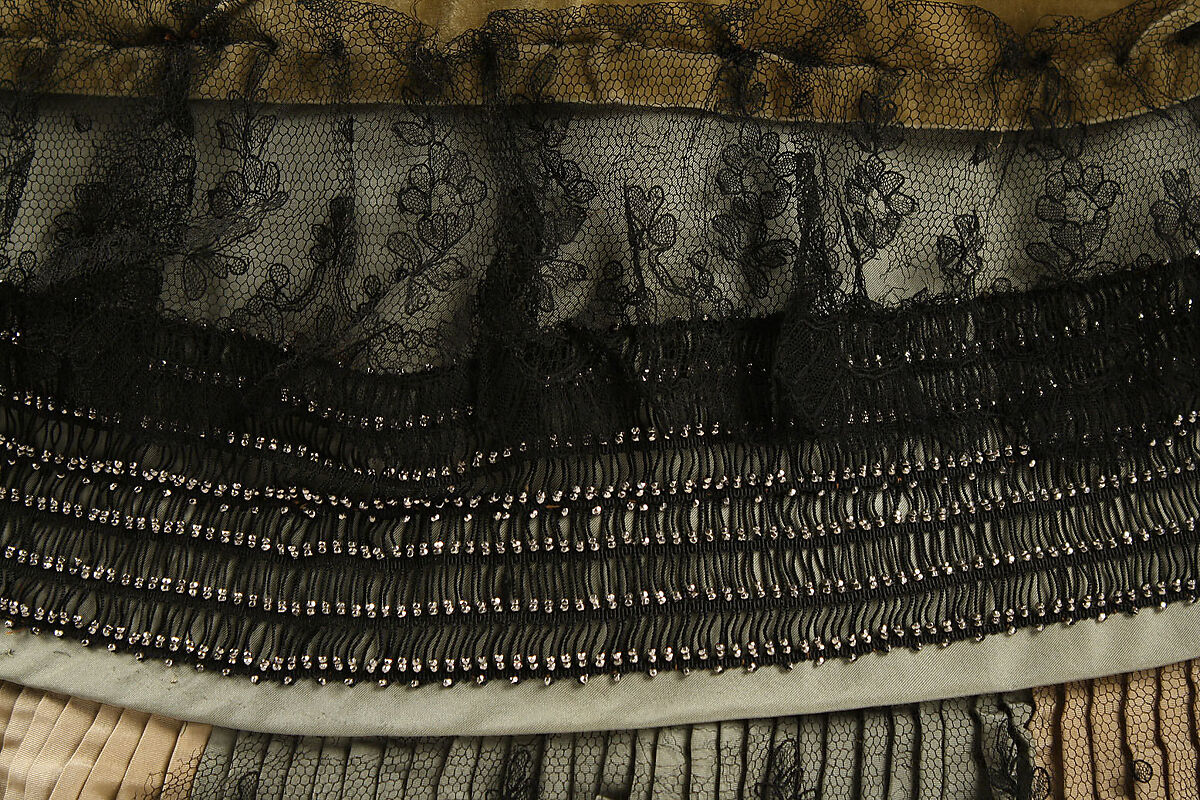 Dress, Madame Elise, silk, cotton, metal, British