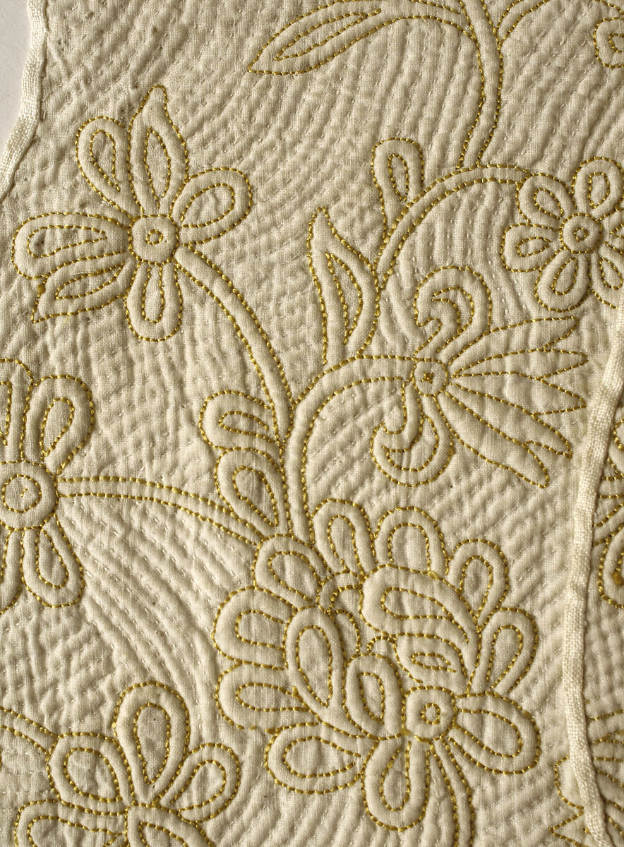 Stomacher, linen, silk, British