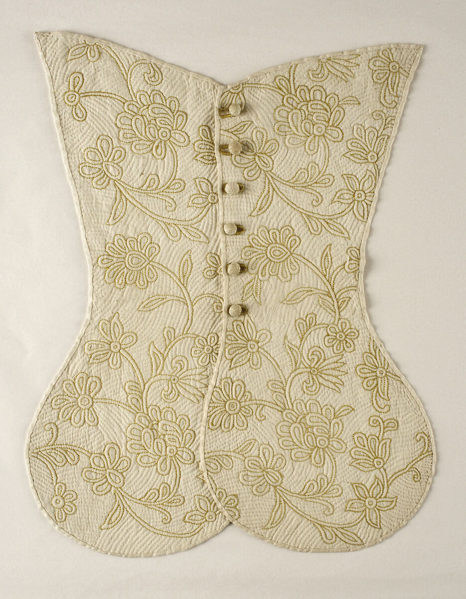 Stomacher, linen, silk, British 