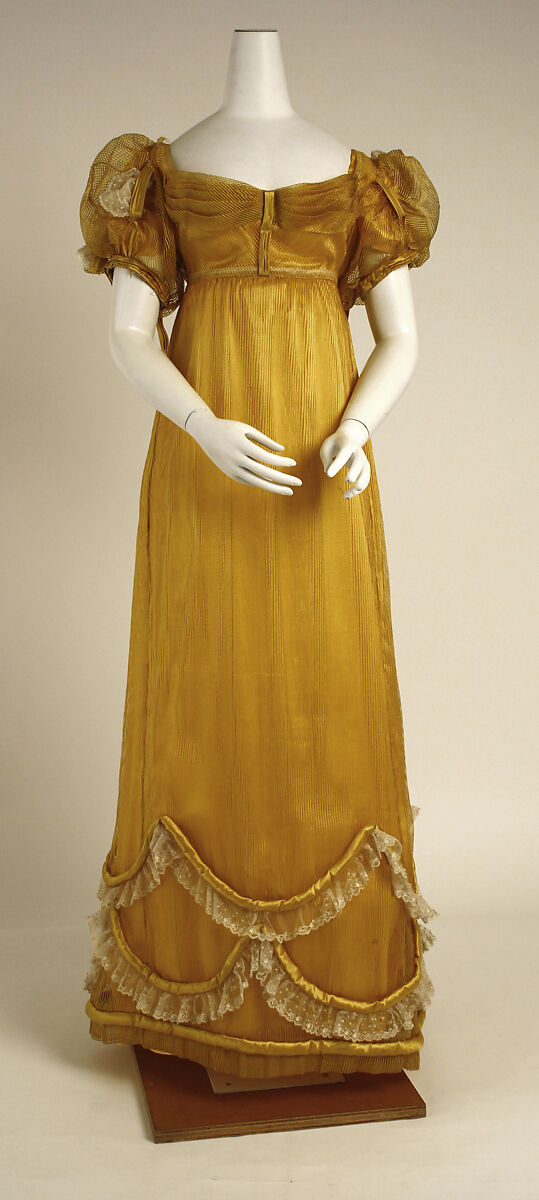 Evening dress, silk, British