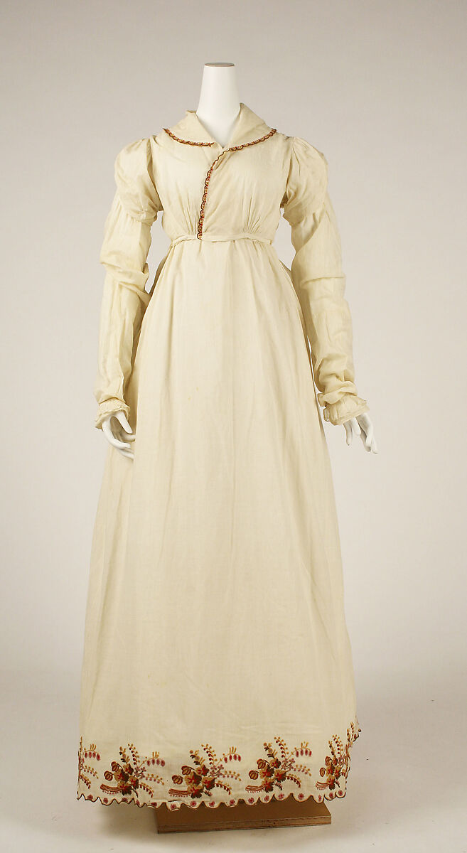 Morning dress, cotton, wool, American 