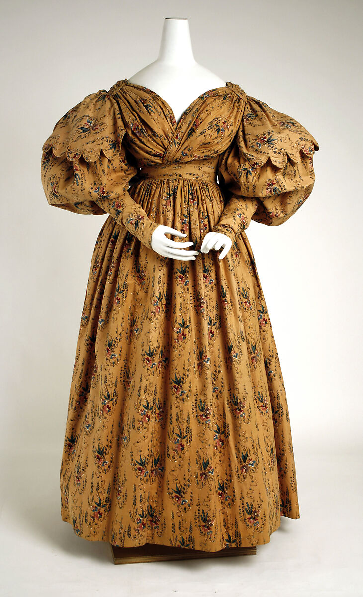 Walking dress, cotton, British 