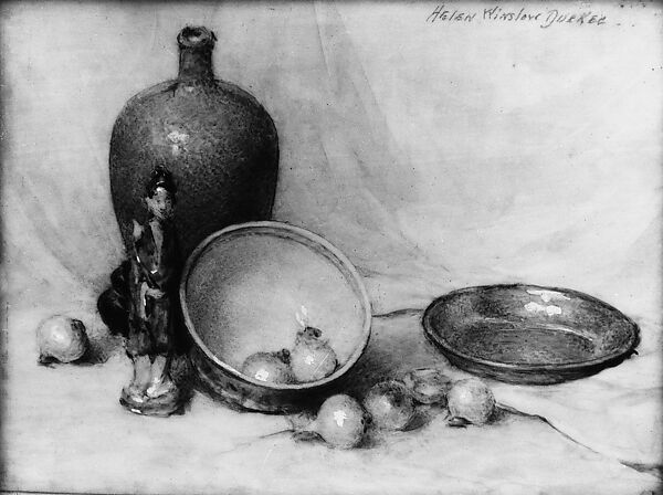 White Onions, Helen Winslow Durkee (American, New York 1880–1954), Watercolor on ivory, American 