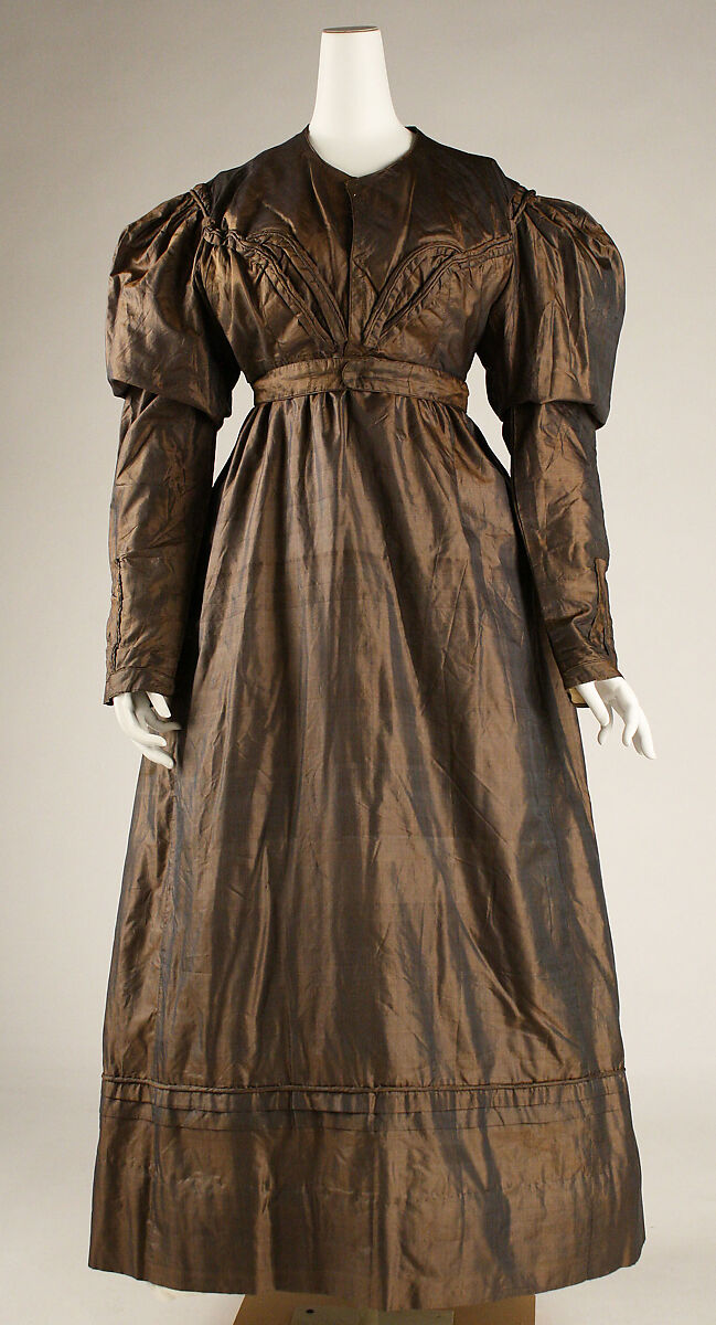 Walking dress, silk, British 