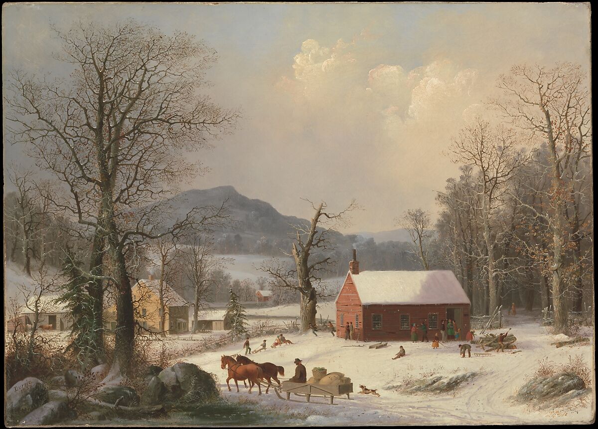 Red School House (Country Scene), George Henry Durrie (American, New Haven, Connecticut 1820–1863 New Haven, Connecticut), Oil on canvas, American 