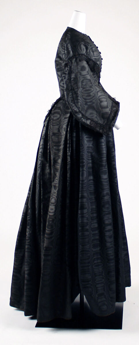 Mourning ensemble, silk/wool, silk, American