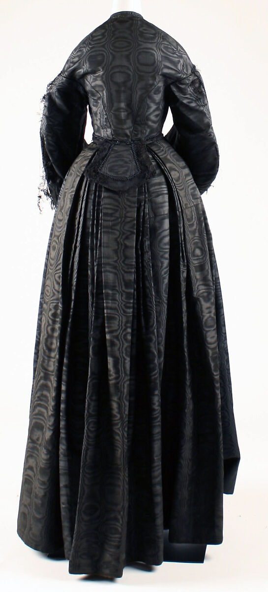 Mourning ensemble, silk/wool, silk, American
