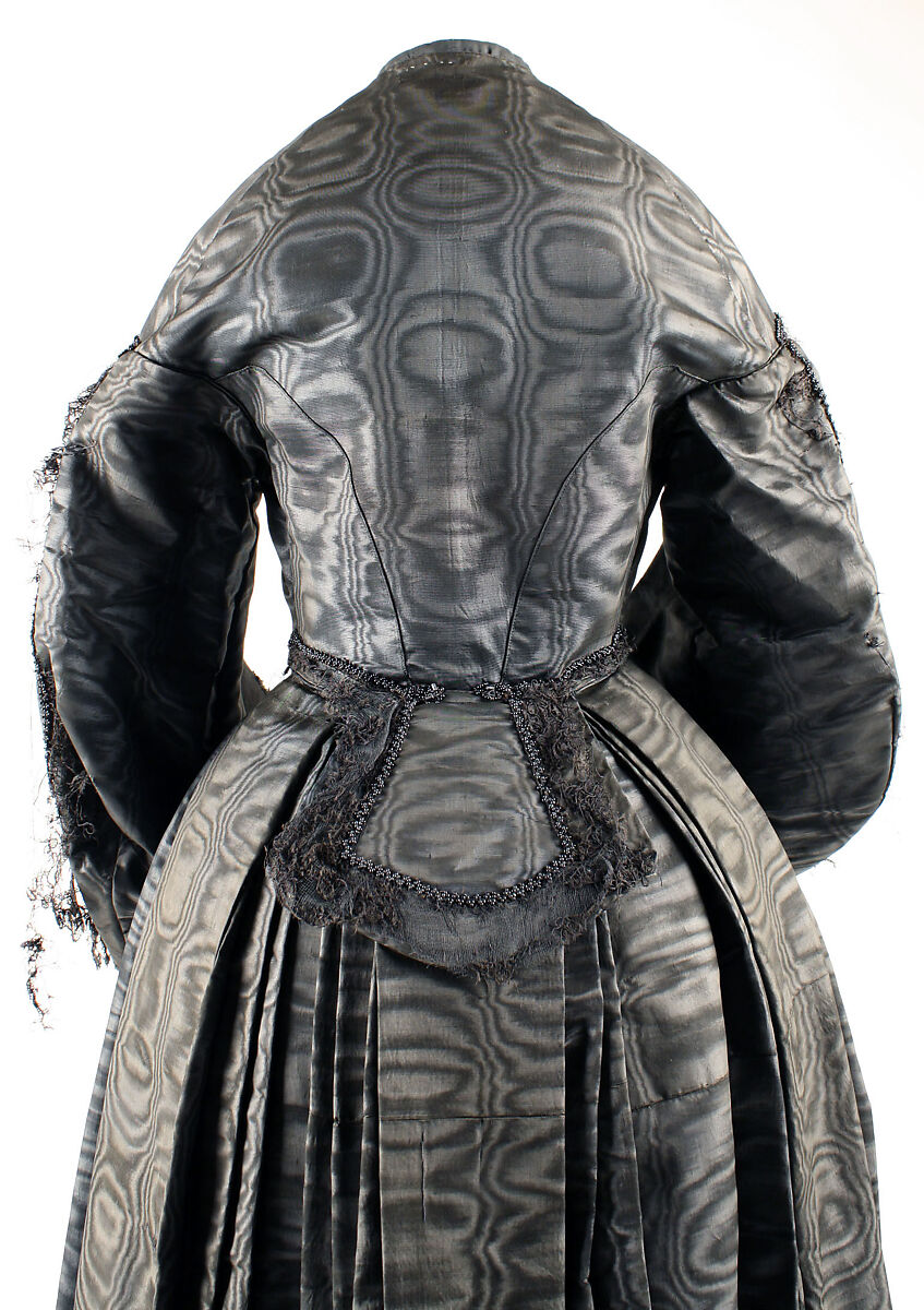 Mourning ensemble, silk/wool, silk, American