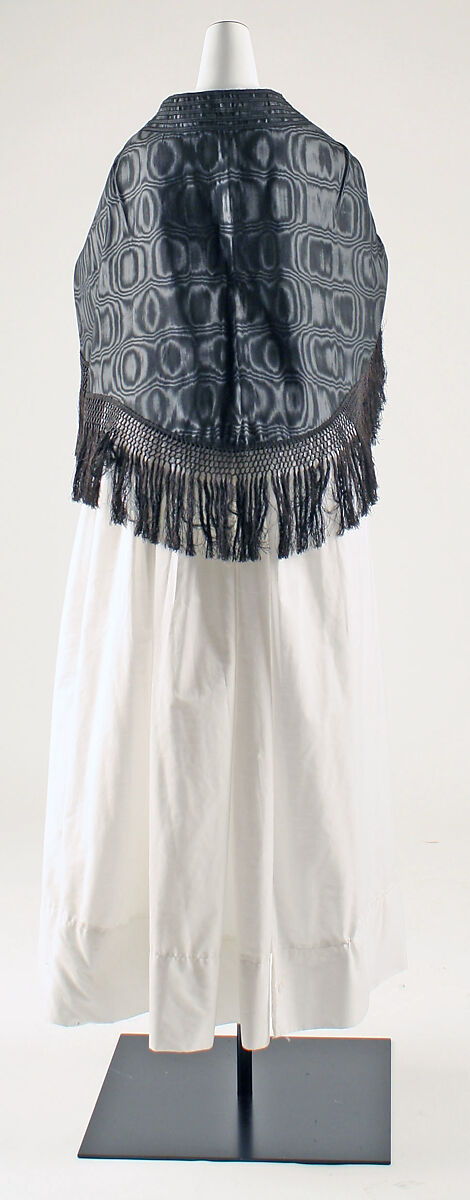 Mourning ensemble, silk/wool, silk, American