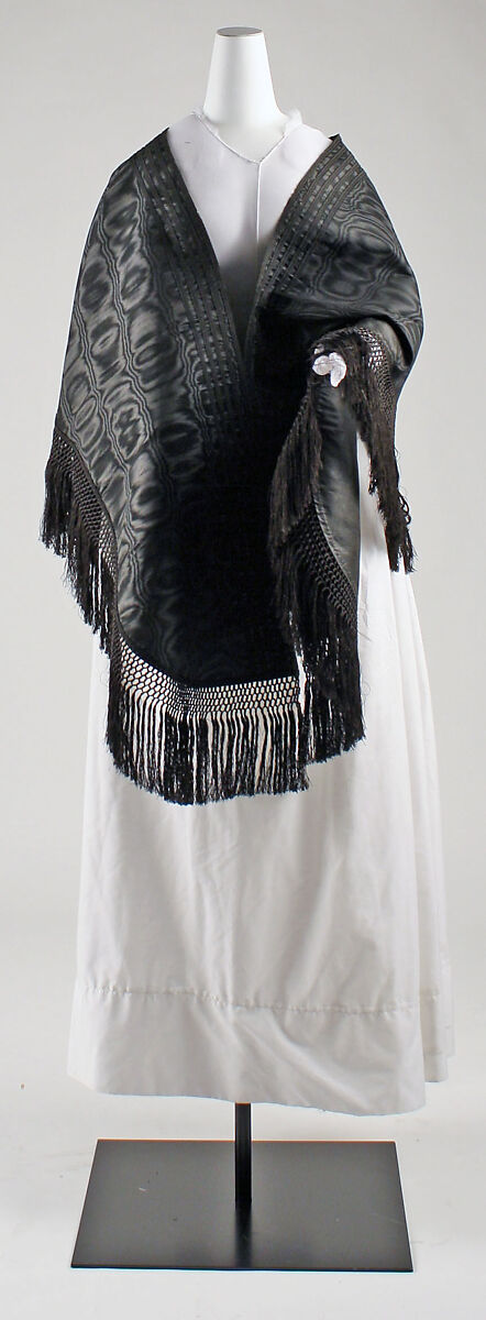 Mourning ensemble, silk/wool, silk, American