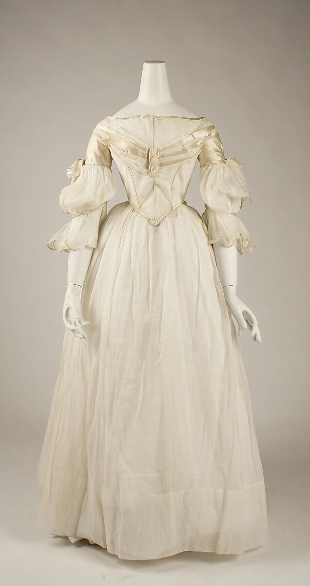 Evening dress, cotton, silk, American 