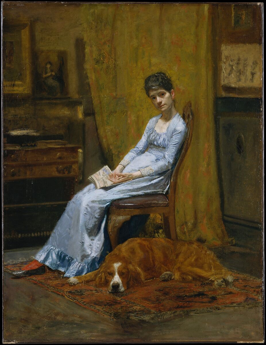 The Artist's Wife and His Setter Dog, Thomas Eakins (American, Philadelphia, Pennsylvania 1844–1916 Philadelphia, Pennsylvania), Oil on canvas, American 