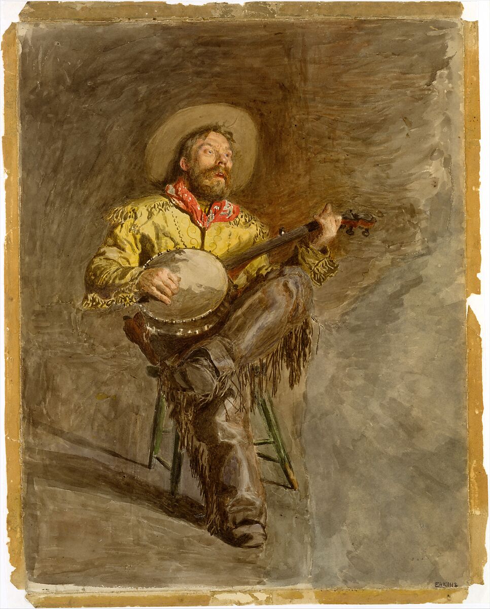 Cowboy Singing, Thomas Eakins (American, Philadelphia, Pennsylvania 1844–1916 Philadelphia, Pennsylvania), Watercolor and graphite on off-white wove paper, American
