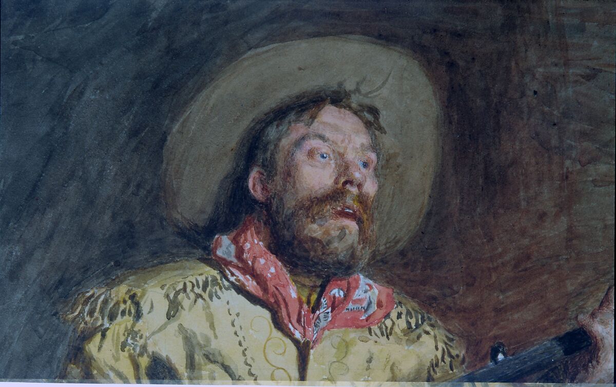 Cowboy Singing, Thomas Eakins (American, Philadelphia, Pennsylvania 1844–1916 Philadelphia, Pennsylvania), Watercolor and graphite on off-white wove paper, American