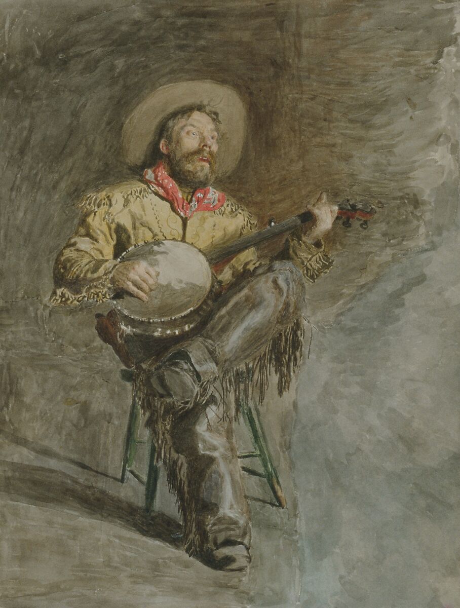 Cowboy Singing, Thomas Eakins (American, Philadelphia, Pennsylvania 1844–1916 Philadelphia, Pennsylvania), Watercolor and graphite on off-white wove paper, American 