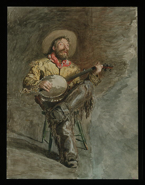 Cowboy Singing, Thomas Eakins (American, Philadelphia, Pennsylvania 1844–1916 Philadelphia, Pennsylvania), Watercolor and graphite on off-white wove paper, American