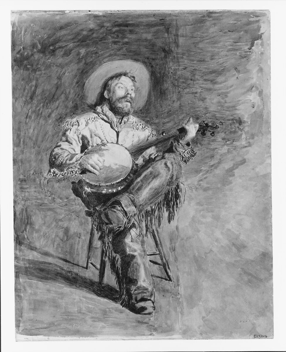 Cowboy Singing, Thomas Eakins (American, Philadelphia, Pennsylvania 1844–1916 Philadelphia, Pennsylvania), Watercolor and graphite on off-white wove paper, American