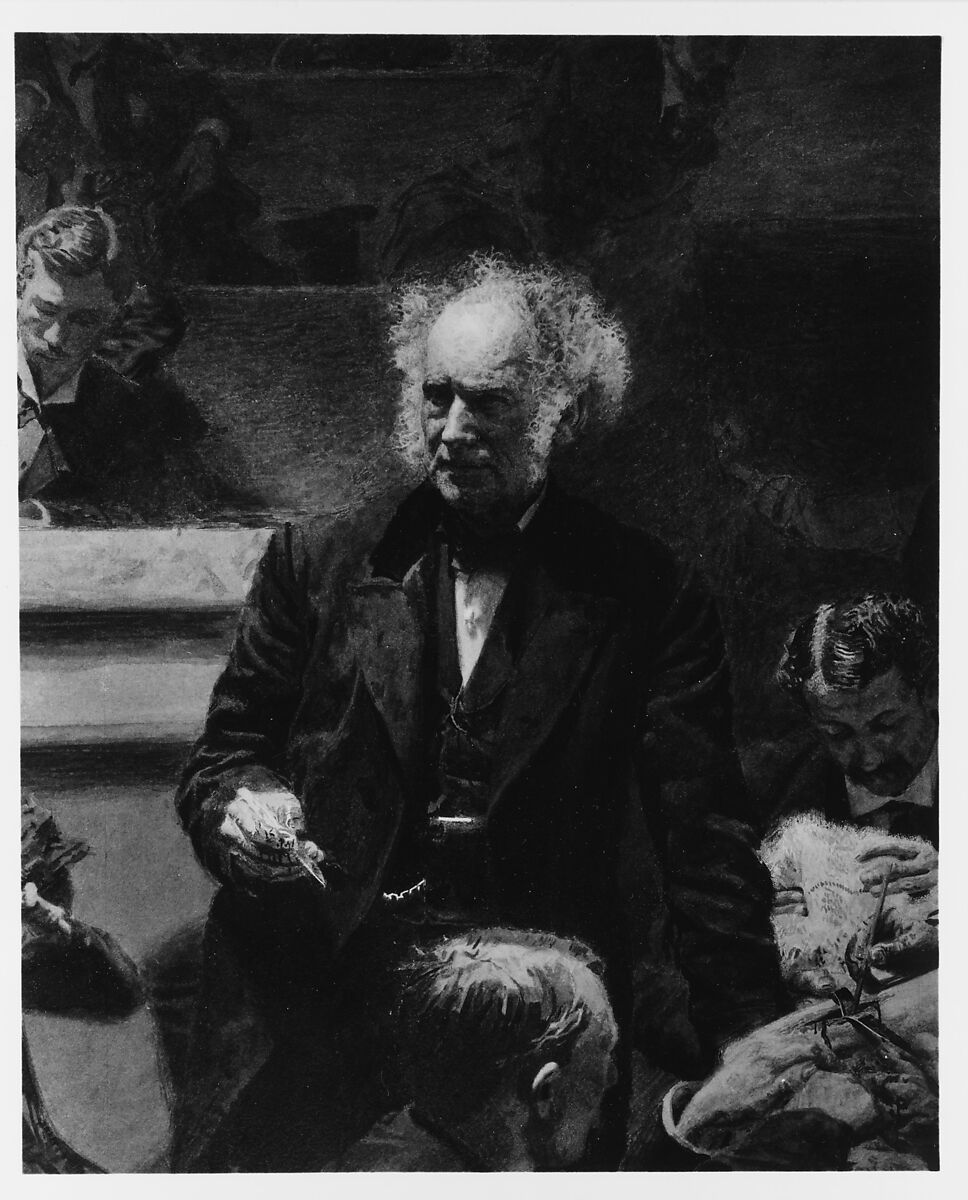 The Gross Clinic, Thomas Eakins (American, Philadelphia, Pennsylvania 1844–1916 Philadelphia, Pennsylvania), India ink and watercolor on cardboard, American